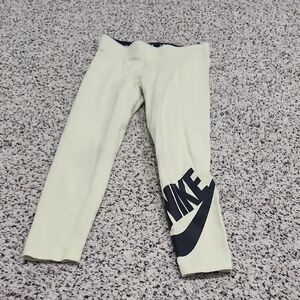 Nike Kids Cream Leggings with Bold Black Logo
